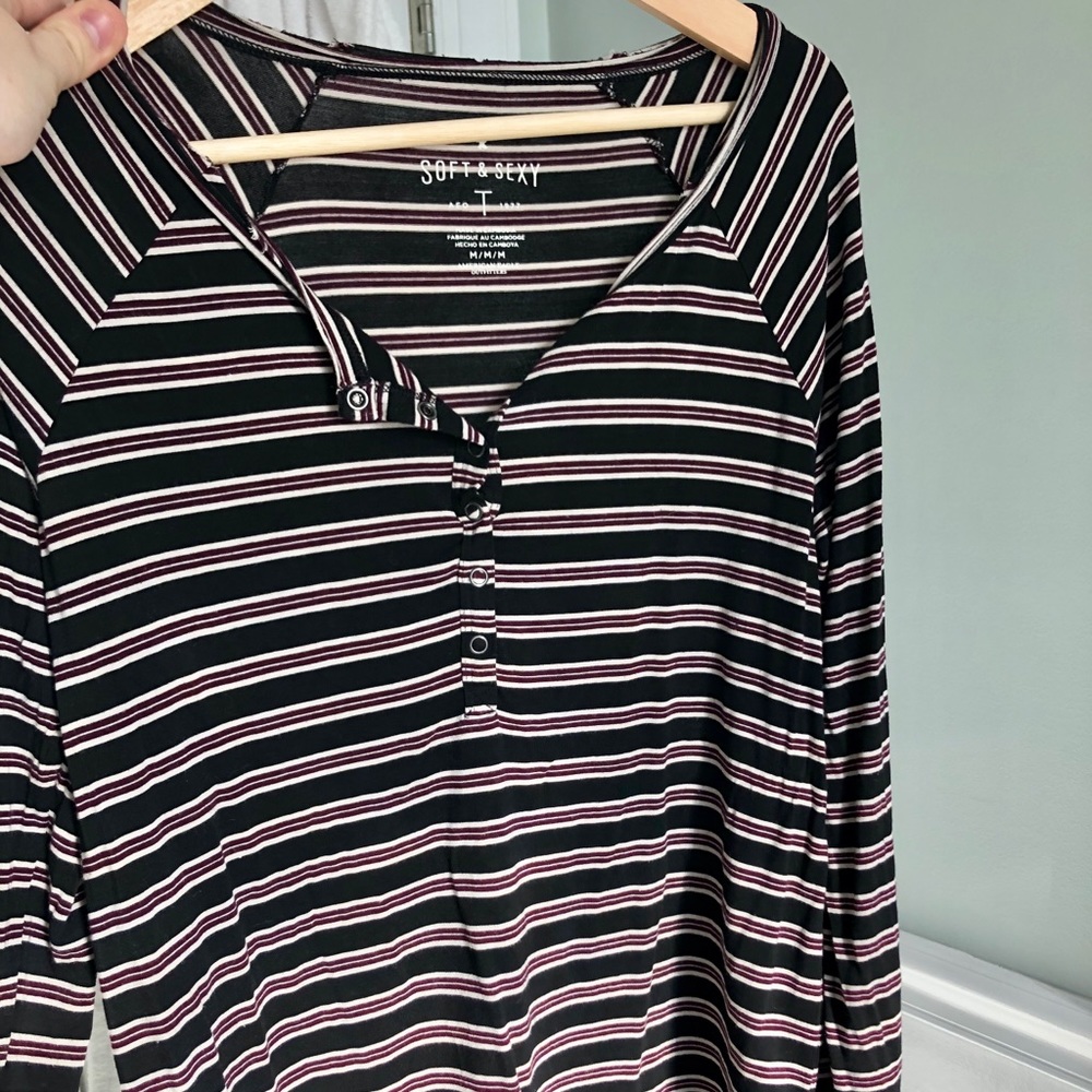 AEO Soft & Sexy striped Henley tee